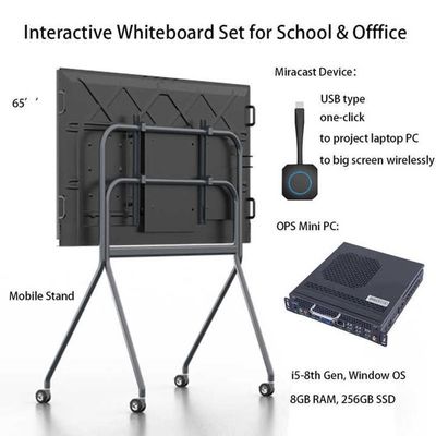Tabla blanca de educación inteligente interactiva 350 cd/m2 IR brillante / toque capacitivo