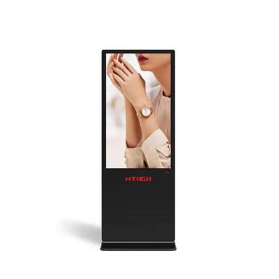 Display digital de 49 pulgadas, señalización digital de pie libre con opciones de montaje en la pared.