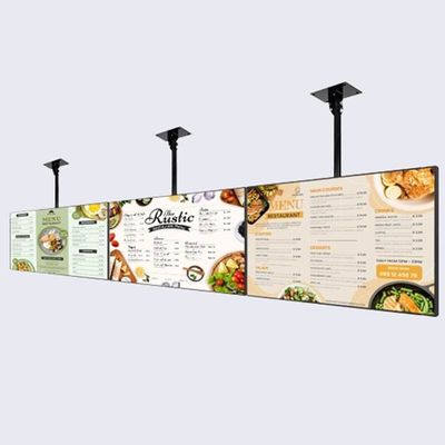 Restaurante señalización digital electrónica 49 pulgadas pantalla digital colgante montada en la pared con resolución 3840x2160