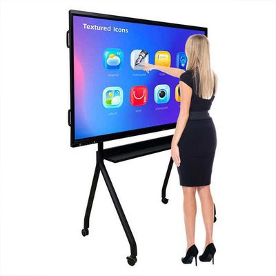 Pantalla táctil interactiva de 65 pulgadas Tablero blanco 4K Pantalla de pantalla inteligente con puntos infrarrojos 10/20 y Android 13.0