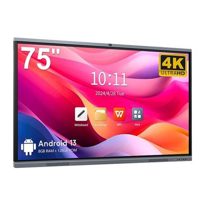 4K HD Escuela Interactivo Tabla blanca Android13 8 128G Win10 Dual sistema de pantalla táctil