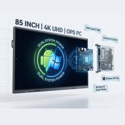 Pizarra Interactiva Táctil de 85 Pulgadas con Procesador Octa Core RK3588 y 16GB de RAM para Operación de Alta Velocidad